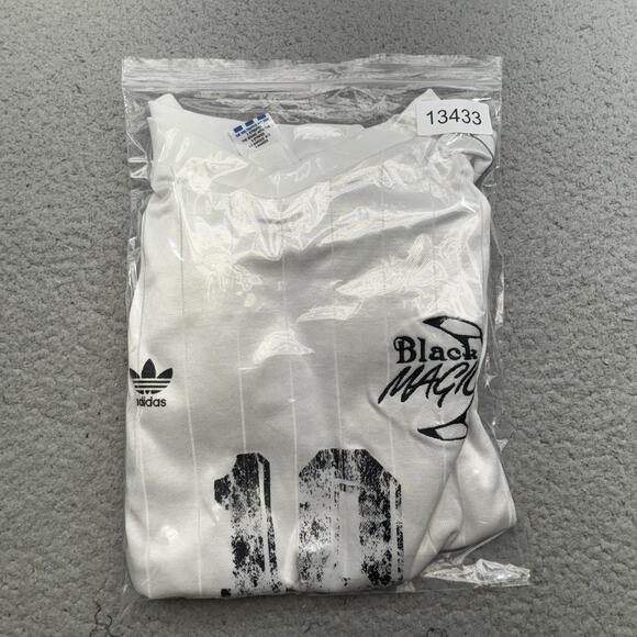 VINTAGE Adidas‎ Soccer Jersey Men XL White 90s Black Magic 10 Trefoil Blokecore - Picture 1 of 12